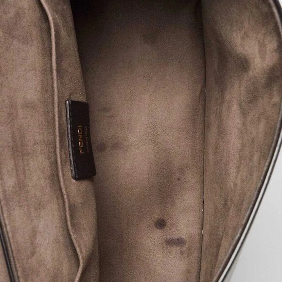 Fendi Grey Leather Kan I F Logo Shoulder Bag - Picture 11 of 12